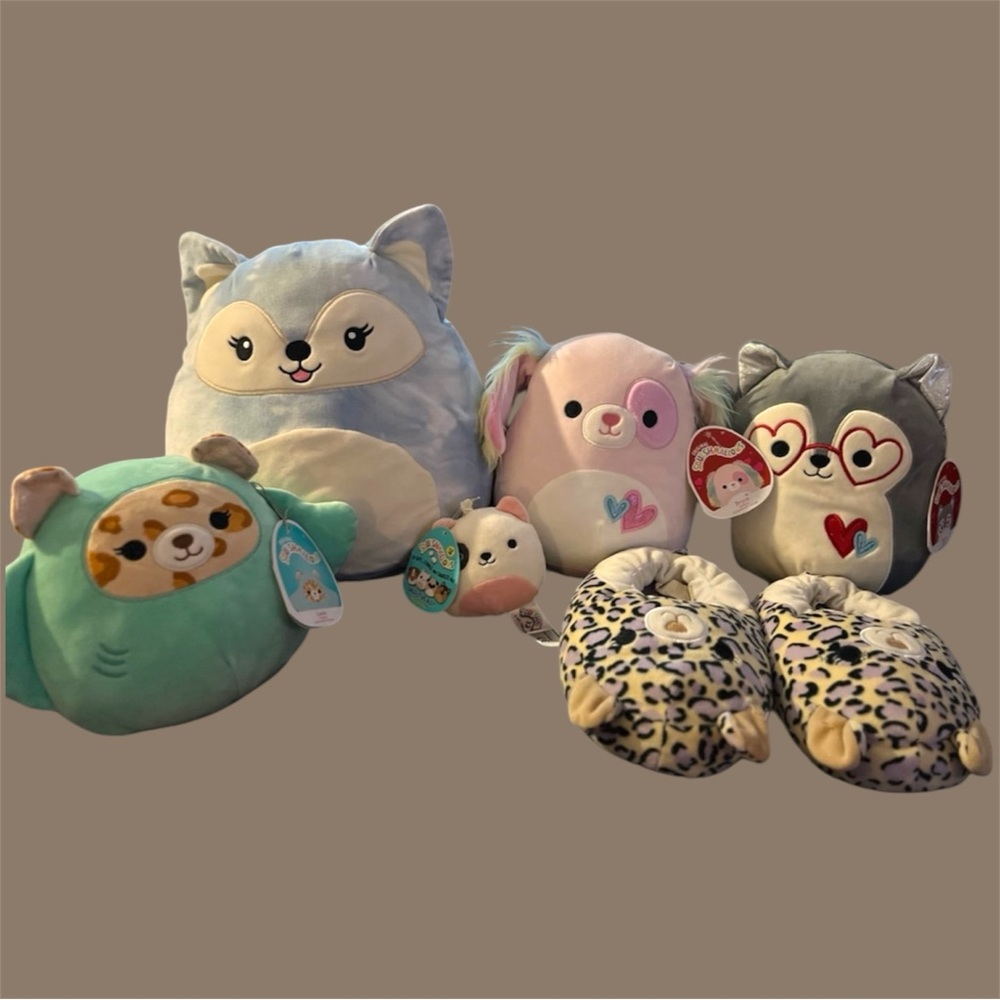 Squishmallows Plush Set - Blue, Pink, Gray